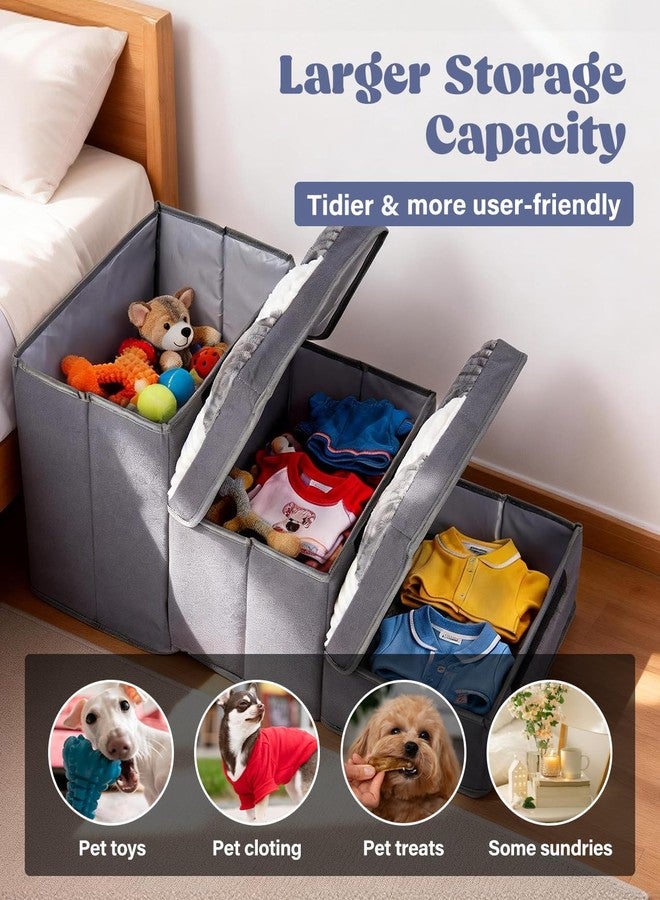 PAHTTO 15.4''Dog Stair with Storage, Foldable Dog Steps for Bed with Soft Cover, Lightweight,3-Step Pet Stairs up to 200LBS, Non-Slip Puppy Stairs for Small Medium Dogs Puppy, Cats(Grey) - Image 5